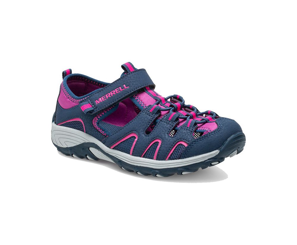Merrell Hiking Shoes Navy/Pink - Hydro Moc H2O Hiker - Kids 30UIHKBRY